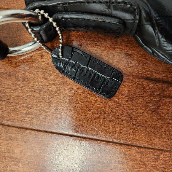 Danier black leather croc-effect geniune leather shoulder bag - Picture 2 of 12